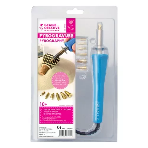 Pirografo 230V per decorare cuoio e legno + 7 punte