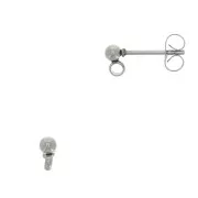 Orecchini a chiodo palline mm.  3 Acciaio inox x2