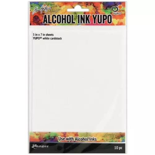 10 Fogli bianchi Yupo 127x177 mm per inchiostro ad alcool Ranger -Tim Holtz