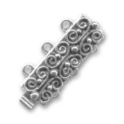 Chiusura 3 file lavorata mm. 20x6 argentato antico x1|raw }}