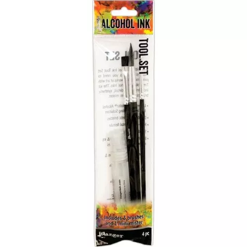 Set di 3 pennelli+mini vaporizzatore per inchiostro ad alcool Tim Holtz -Ranger
