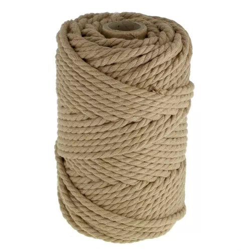 Rocchetto di corda di cotone per macramè da 5 mm - sabbia scura x50m