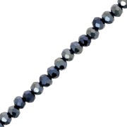 Perle sfaccettate rotonde - rotonde appiattite - 4x3,5 mm - Jet Hematite x41cm|raw }}