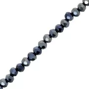 Perles rondelles facettées - rondes aplaties - 4x3.5 mm - Jet Hématite x41cm