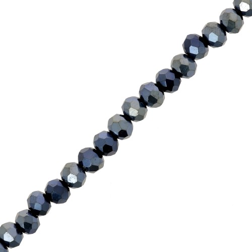 Perle sfaccettate rotonde - rotonde appiattite - 4x3,5 mm - Jet Hematite x41cm