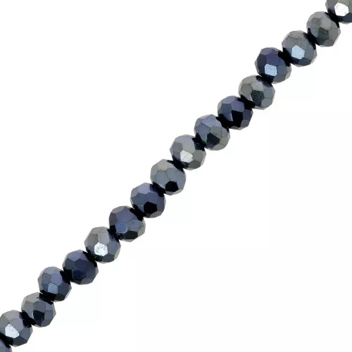 Perle sfaccettate rotonde - rotonde appiattite - 4x3,5 mm - Jet Hematite x41cm