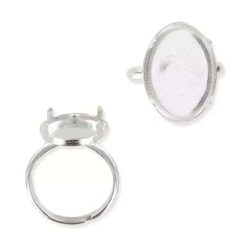 Anello Castone retro piatto mm. 18x13 taglia 56 - 58 Argento 925 x1