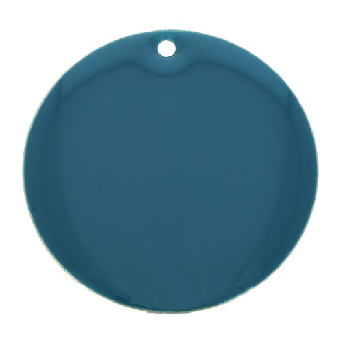 Ciondolo rotondo in metallo e resina epossidica - Petrolio x1