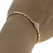 Bracciale battuto con palline & Pietra di luna 56x12 mm Placcato oro 3 microns