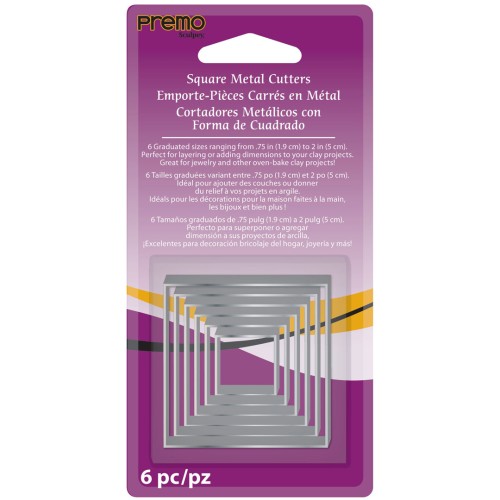 Set di stampini cut per modellaggio e pasta polimerica - Quadrati x6