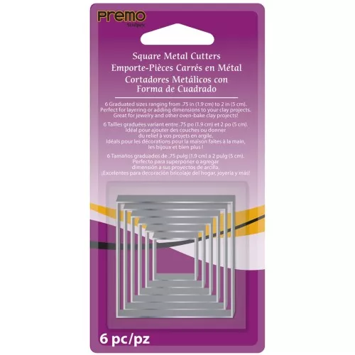 Set di stampini cut per modellaggio e pasta polimerica - Quadrati x6