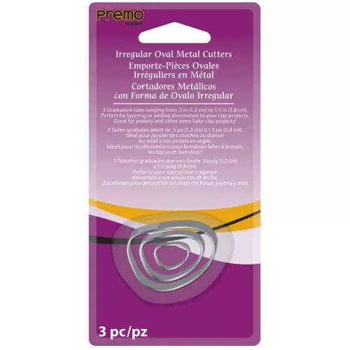 Set di stampini cut per modellaggio e pasta polimerica - Ovali irregolari x3