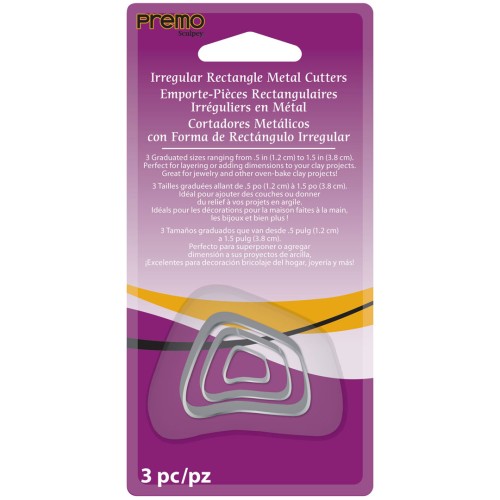 Set di stampini cut per modellaggio e pasta polimerica - Rettangoli irregolari x3