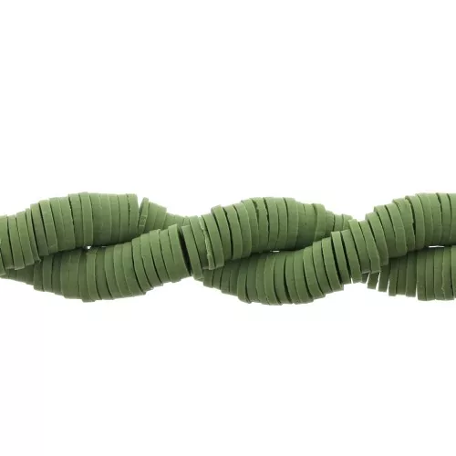 Perle rondelle in pasta polimerica Heishi 6x1 mm Olive x44 cm