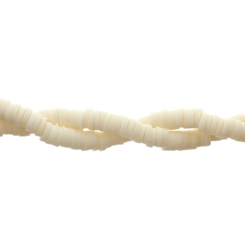 Perline Heishi in pasta polimerica 4x1 mm Avorio x39 cm