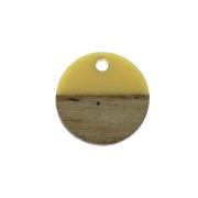 Pendente rotondo in resina e finto legno15 mm - Giallo/ Marrone x1|raw }}