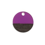Pendente rotondo in resina e finto legno15 mm - Viola / Marrone x1|raw }}
