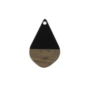 Pendente goccia in resina e  finto legno  28x18 mm Nero/Marrone x1