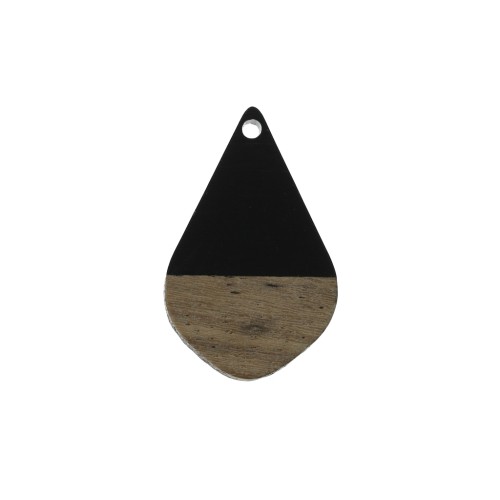 Pendente goccia in resina e  finto legno  28x18 mm Nero/Marrone x1