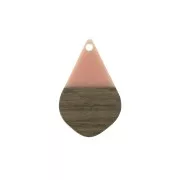 Pendente goccia in resina e finto legno 28x18 mm Salmone / Marrone x1