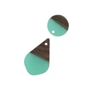 Pendente goccia in resina e finto legno 28x18 mm Salmone / Marrone x1