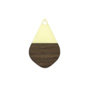 Pendente goccia in resina e  finto legno  28x18 mm Giallo trasparente/ Marrone x1|raw }}