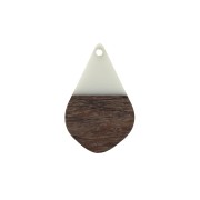 Pendente goccia in resina e  finto legno  28x18 mm Avorio / Marrone x1|raw }}