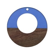 Pendente tondo in resina finto legno  38 mm Blu/Marrone x1|raw }}