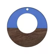 Pendente tondo in resina finto legno  38 mm Blu/Marrone x1