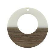 Pendente tondo in resina finto legno  38mm Avori/Marrone x1|raw }}