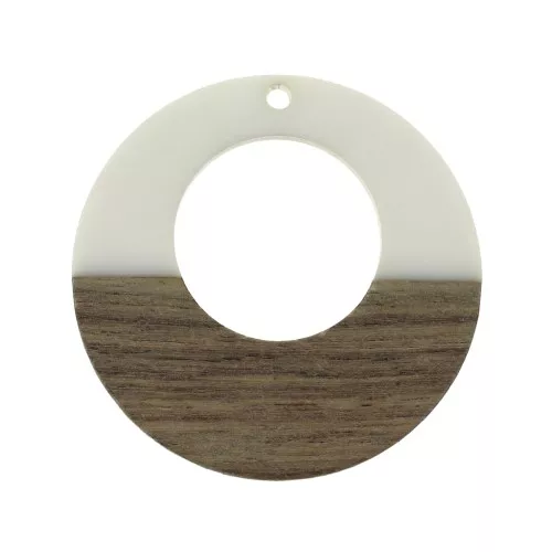 Pendente tondo in resina finto legno 38mm Avori/Marrone x1