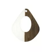 Pendente goccia in resina e  finto legno  32.5x27 mm Trasparente/Marrone x1