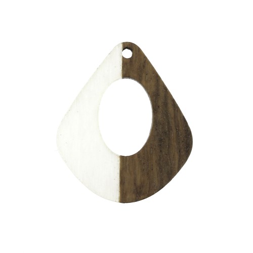 Pendente goccia in resina e  finto legno  32.5x27 mm Trasparente/Marrone x1