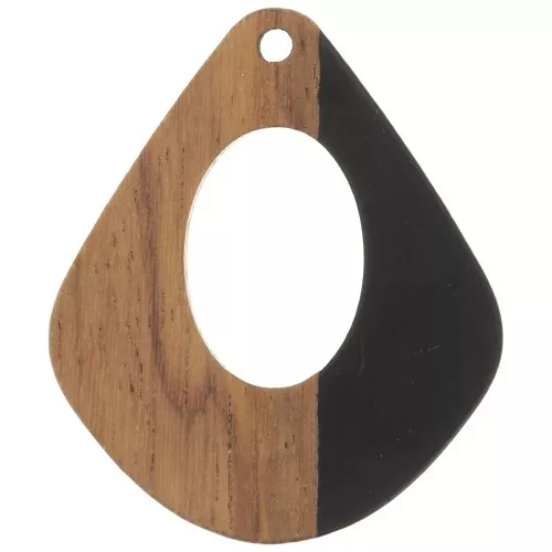 Pendente a goccia in finta resina 32,5x27 mm Nero - Marrone x1