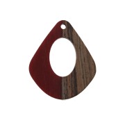 Pendente goccia in resina e  finto legno  32.5x27 mm Rosso/Marrone x1|raw }}