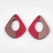 Pendente goccia in resina e  finto legno  32.5x27 mm Rosso/Marrone x1