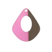 Pendente goccia in resina e  finto legno  32.5x27 mm Rosa/Marrone x1