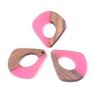 Pendente goccia in resina e finto legno 32.5x27 mm Rosa/Marrone x1