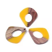 Pendente goccia in resina e finto legno 32.5x27 mm Giallo/marrone x1