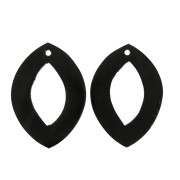 Pendenti etnici in corno - forma losanga 55x40 mm Nero / Marrone x2