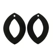 Pendenti etnici in corno - forma losanga 55x40 mm Nero / Marrone x2