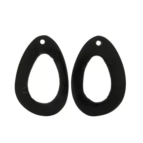 Pendenti etnici ovale irregolare - 59x39 mm Nero x2
