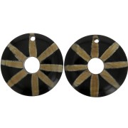 Pendenti etnici in corno rotondi 51 mm Nero/ Marrone x2|raw }}