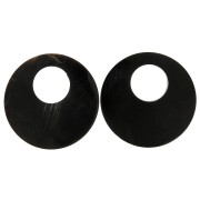 Pendenti rotondi in corno fantasia etnica 50 mm Nero x2