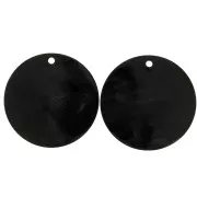 Pendenti etnici in corno con incisione floreale - rotondi 50 mm Nero/Marrone x2