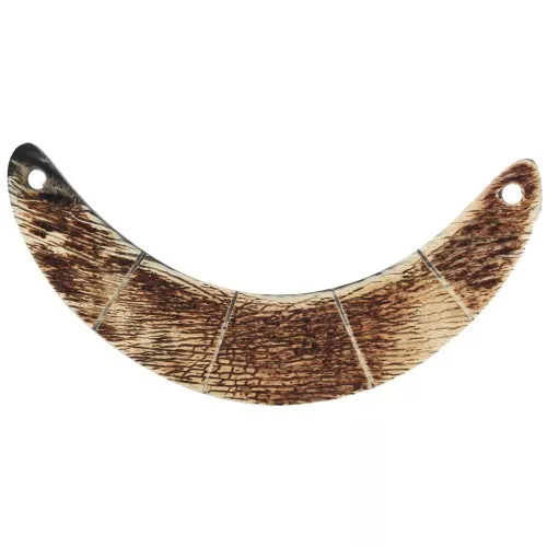 Distanziatore per collana etnica in corno 89x18 mm Marrone x1