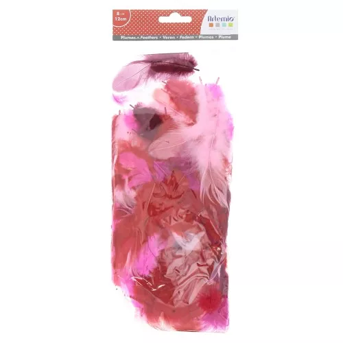 Piume colorate 8 a 12 cm per per bijoux e decorazione DIY - Rosa/Rosso x10g