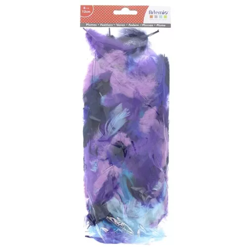 Piume colorate 8 a 12 cm per per bijoux e decorazionegiapponese DIY - Blu/viola x10gr