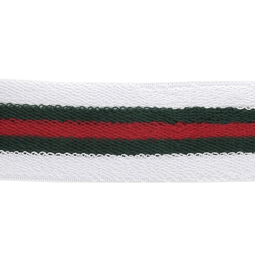 Nastro elastico spugna largo per cucito 40 mm Bianco/verde/rosso x50cm