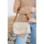 Catena plastica brillante maglie ovali intrecciate 29x21 mm - Nero marmo x50 cm